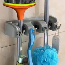 1.2'' h x 4.6'' w x 2'' d. Ontime Plastic Mop And Broom Holder Multipurpose Wall Mounted Organizer Storage Hooks Ideal Broom Hanger For Kitchen Garden And Garage 3 Slot Silver Standard Amazon In Home Improvement