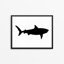 Shark Print Poster For Kids Decor For Childrens Room Black And White Wall Art Creocrux Poster Prints Black And White Wall Art Kids Room Art