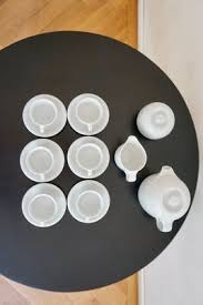 White Round Alföldi Szaturnusz Coffee Set by Horváth László & Ambrus Éva  for Alföldi Porcelángyár, 1970s, Set of 17 for sale at Pamono