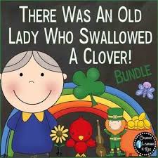 There Was An Old Lady Who Swallowed A Clover Set Old Women Book Activities Picture Cards