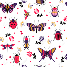 The most common floral bug material is cotton. Flower Butterfly And Bug Seamless Pattern Vector Illustration Royalty Free Cliparts Vectors And Stock Illustration Image 71030083