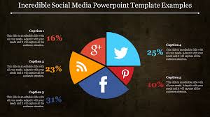Social Media Powerpoint Template Flat Pie Chart Template