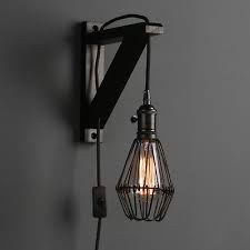 Adjustable Industrial Plug In Sconce Bedside Wall Lamp Wood Bracket Wall Light Bedside Wall Lamp Bracket Wall Light Wall Lamp