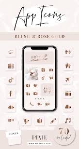 App Icons Rose Gold Ios 14 Blush Pink App Covers Ios 14 Widgets Aesthetic Iphone Home Screen Ios14 Icon Pack Blog Pixie App Icon Gold App Themes App