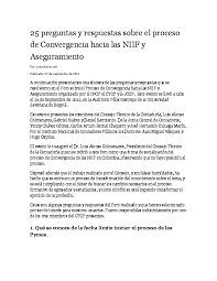 Doc 25 Preguntas Y Respuestas Sobre El Proceso De Convergencia Hacia Las Niif Y Aseguramiento Tatiana Sanchez N Academia Edu