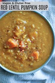 Red Lentil Pumpkin Soup Vegan And Gluten Free Recipe Pumpkin Soup Vegan Pumpkin Soup Healthy Soup Recipes