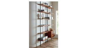 Six fixed acacia veneer shelves stained a warm midtone brown ladder a squared metal tube frame powdercoated carbon. Pin On 730 Lombard Living
