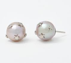 Honora Sterling Silver 11 12mm Ming Pearl Star Stud Earrings Qvc Com Gold Bar Earrings Studs Stud Earrings Star Earrings Stud