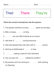 Homophones Their There They Re Teaching Resources Teaching English Grammar School Worksheets English Worksheets For Kids