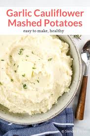 Roasted Garlic Cauliflower Mashed Potatoes Slender Kitchen Recipe Cauliflower Mashed Potatoes Mashed Cauliflower Mashed Potatoes