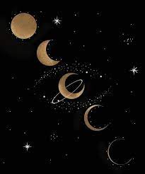 Abstract boho aesthetic geometric shape set with moon · space background . Moon Phases Art Print Moon Phases Art Celestial Art Star Art