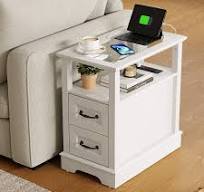 Amazon.com: LINSY HOME Narrow End Table with Charging ...
