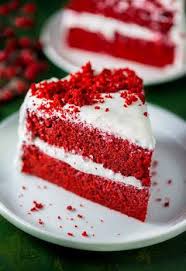 A red velvet cake is instantly recognizable with its bright red color offset by a white cream cheese frosting. Red Velvet Cake Recipes Home Facebook