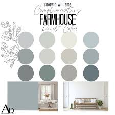 It can be a bit tricky to find a color that is cohesive and gives your home that peaceful feel that we all desire. Sherwin Williams Complimentary Farmhouse Paint Color Palette Professional Paint Scheme Color Selection Interior Paint Palette Paint Colors For Living Room Farm House Colors Paint Colors For Home