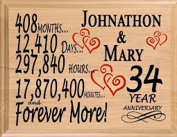 34 Year Anniversary Gift Sign Personalized 34th Wedding Anniversary In 2020 30 Year Anniversary Gift Anniversary Gifts 40 Years 50th Anniversary Gifts