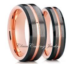 Gunmetal Black Tungsten Wedding Band Brushed Tungsten Bands Tungsten Matching Sets Anniversary Rings Engagement Band Rose Gold Tungsten Set