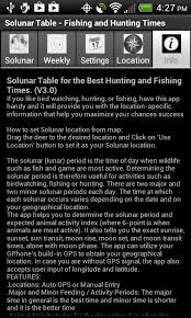 Solunar Table Fishing Hunting Times