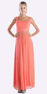 Prices range from $600 to $4,000. Cinderella Divine 3831 Full Length Coral Beach Wedding Bridesmaid Dress Flowy Chiffon Discountdressshop