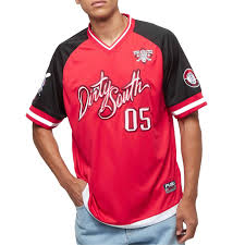 Camiseta Beisbolera Fubu Athletics Dirty South Baseball Jersey Red Black White