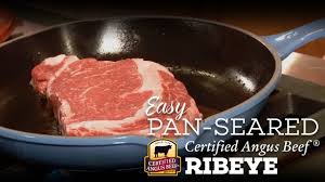 Easy Pan Seared Certified Angus Beef Ribeye Recipe Using Le Creuset Skillet Youtube Rib Eye Recipes Angus Beef Angus Beef Recipes