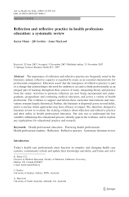 Pdf Reflection And Reflective Practice In Health Professions Education A Systematic Review