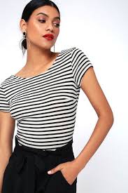 Black And White Striped Bodysuit Outfits Mandy Black And White Striped Backless Bodysuit Backless Bodysuit Summer Outfits Women Cute Summer Outfits