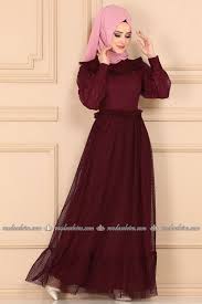 Modaselvim Elbise Firfir Detayli Tul Elbise Ygs6213 Bordo Muslim Fashion Fashion Hijab Fashionista