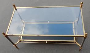 This table features a base of three brass swans that supports a thick round glass top. 1950 70 Coffee Table Maison Jansen 93 X 48 Cm A Abc Pascal