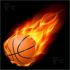 Sport Games Flying Basketball On Fire Illustration On Black Background Basketball Locker Decorations Basketball Tattoos Basketball