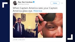 Evans makes his final appearance as captain america in the currently untitled avengers 4. Rep Dan Crenshaw Shows Off His Captain America Inspired Glass Eye With Chris Evans 12news Com