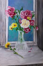 Find the perfect vase flowers stock photo. Acrylic Painting Of Flowers In A Vase Painting By Ronel Broderick