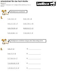 Zur multiplikation großer zahlen, die man nicht mehr im kopf rechnen kann, gibt es eine möglichkeit die lösung schriftlich zu ermitteln. Ubungen Mathe Klasse 4 Kostenlos Zum Download Lernwolf De