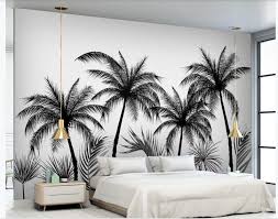 Black And White Palm Tree Wall Art Sketch Black And White Coconut Trees Wallpaper Wall Mural Etsy Tree Wallpaper Bedroom Tree Wall Murals Bedroom Murals