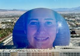 Sphere photo with wife's reflection in hotel window