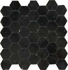 Black And White Marble Mosaic Tile Floor Black Hexagon In 2020 Hexagon Mosaic Tile Black Marble Hexagonal Mosaic