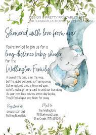 Boy Baby Shower By Mail Invitation Printable Elephant Baby Shower By Mail Invitation Long Distance Shower Invitation Elephant Baby Shower Invitations Boy Baby Shower Invitations For Boys Baby Shower Invitations