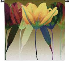 Boho wall hanging,fiber art,modern art,tapestry,wall art,wall accessories,yarn wall hanging,woven tapestry,coastal theme,macrame, tapestry. Tulip Modern Tapestry Wall Hanging Contemporary Floral Design H51 X W51