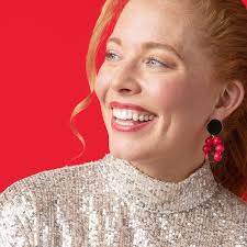 The Jenna Red Hand-Crafted Wooden Bead Statement Earrings by Soli & Sun