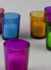 Aqua colored glass tealight holder. Lantern Large White Metal Khimaira Farm