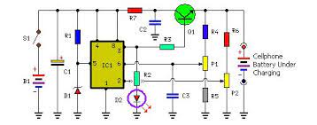 Portable Cellphone Battery Charger Circuit Diagram P1 20k P2 20k R1 390r R2 680r R3 39r 1w R4 27k R5 47k Schema Electrique Solaire Electronique