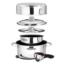 Magma 7 Piece Professional Series Gourmet Nesting Stainless Steel Cookware With Ceramica Non Stick Cookware Set Stainless Steel Stainless Steel Cookware Induction Cookware