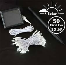 Warm White Solar Christmas Lights With 50 Bulbs On White Wire Novelty Lights Inc