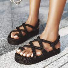 Maybe you would like to learn more about one of these? Sandales Bohemes Pour Femmes Plate Forme Plate En Corde De Lin Chaussure A Bout Ouvert Pour Femme Noir 1388 Noir Cdiscount