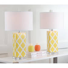 Bronze floor and table lamp set with faux silk shade. Safavieh Lighting 27 Inch Yellow Garden Lattice Table Lamp Set Of 2 15 X15 X27 On Sale Overstock 9043262