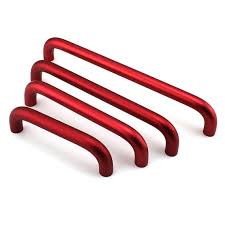 bright red large door handles cabinet