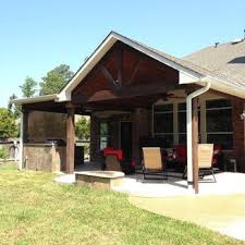 Gable Roof Patio Cover Attached To Existing House With Cedar Beams And Posts And Wood Stained Ceiling Yelp Patio House Roof Covered Patio