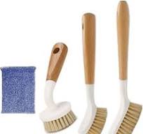 Sisal Dish Cleaning Brush with Bamboo Handle Dish Scrubber, Scrub Brush for  Pans, Pots, Dishwashing and Cleaning Brushes (Square Brush, Round Brush ...