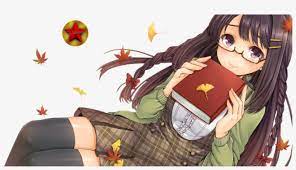 Glasses - Cute Nerdy Anime Girl Transparent PNG - 900x474 - Free Download  on NicePNG