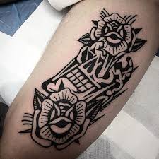 Black American Traditional Tattoo Bold Black Luxiano Street Classic Traditional Rose Tattoos Black And White Rose Tattoo White Rose Tattoos