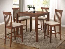 5 Piece Wooden Counter Height Dining Set Brown Ivory Solid Wood Dining Set Solid Oak Dining Table Counter Height Dining Sets